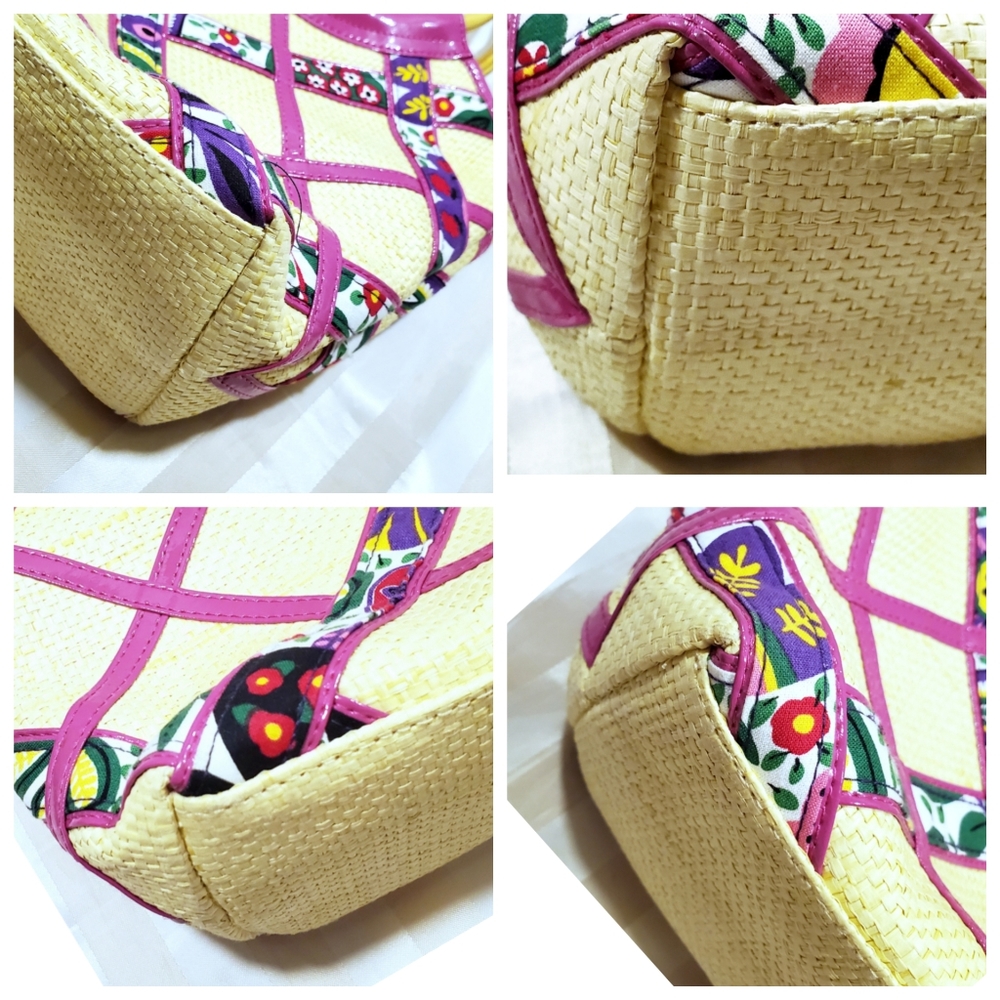 Vera Bradley Viva La Vera Pink Shoulder Bag Purse Bamboo Straw Style - Picture 9 of 12